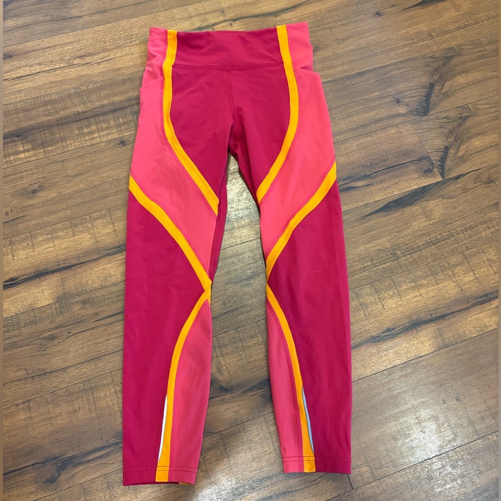 lululemon athletica Pink & Yellow Colorblock Leggings